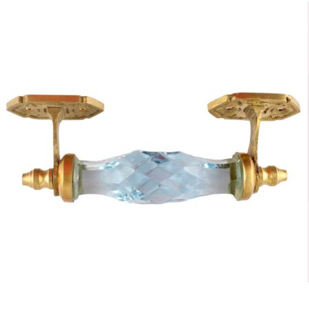 Water Glass Cut  Door Handle in Golden Fitting